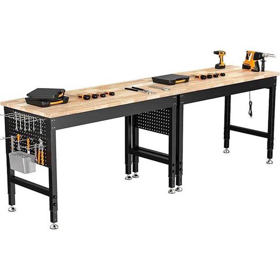Heavy Duty Adjustable Workbench with Pegboard and Outlets