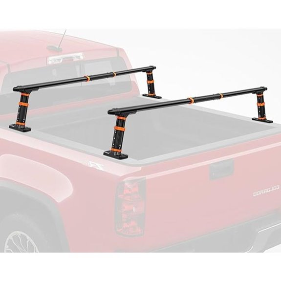 Adjustable Aluminum Truck Ladder Rack with 800LB Capacity