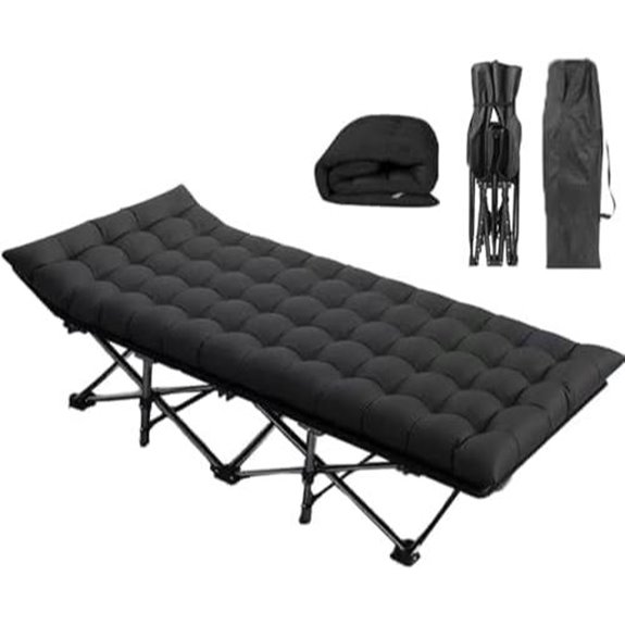 Oversized Heavy Duty Folding Camping Cot with Mat