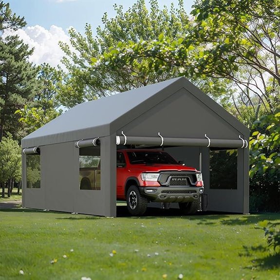 JY QAQA 12x20 FT Heavy Duty Carport with Walls