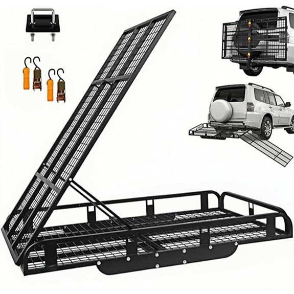700LBS Foldable Hitch Cargo Carrier with Ramp