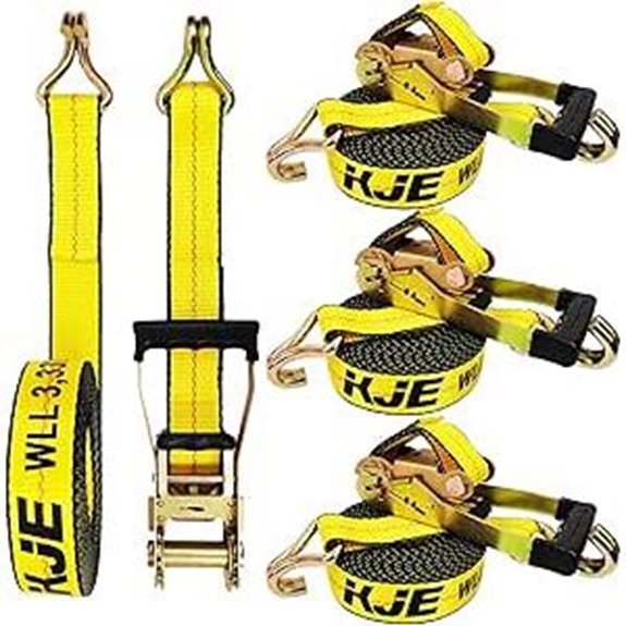 KJE 4 Pack Heavy Duty Ratchet Straps with J-Hooks