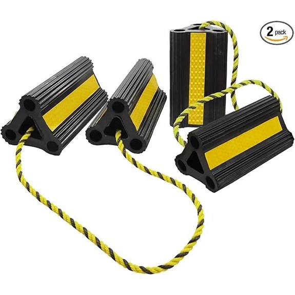 Heavy Duty RV Trailer Wheel Chocks with Reflective Tape