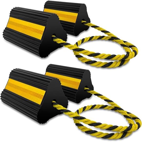 Heavy Duty Rubber Wheel Chocks with Reflective Strips