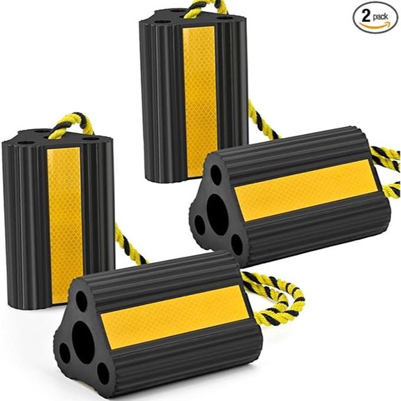 Heavy Duty Rubber Wheel Chocks with Reflective Strips