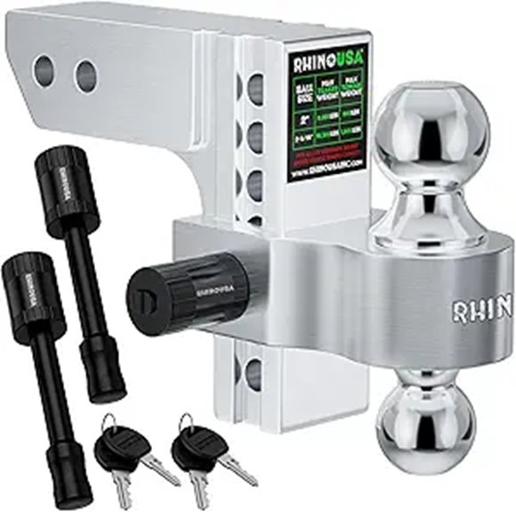 Rhino USA Adjustable Heavy Duty Trailer Hitch