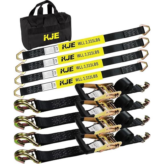 KJE Heavy Duty Car Trailer Tie Down Straps (4 Pack)