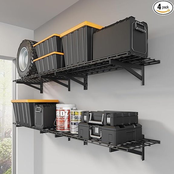 Heavy Duty Wall Shelving Set 4-Pack 1000lbs Capacity
