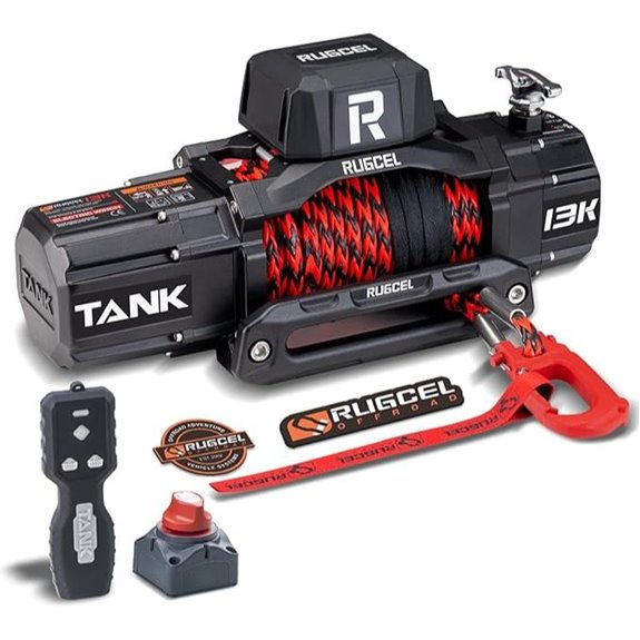 RUGCEL 13500lb Waterproof Synthetic Rope Winch