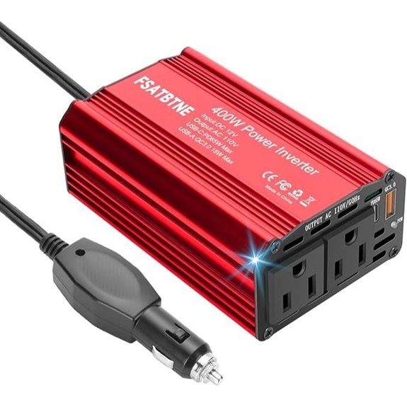 400W Car Power Inverter with USB-C and USB-A Ports