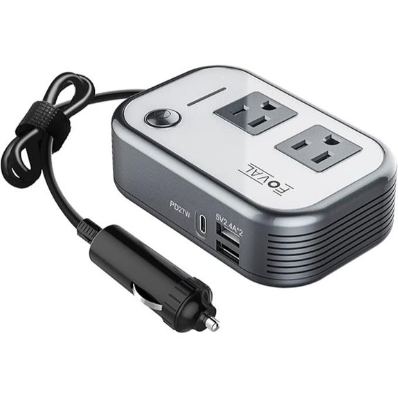 FOVAL 200W Car Power Inverter with USB-C and Dual Ports