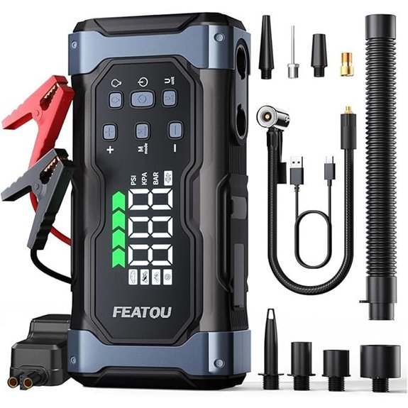 High-Power 9000A Jump Starter with Air Compressor