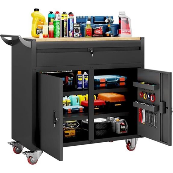 46-inch Rolling Tool Cabinet with Wood Top
