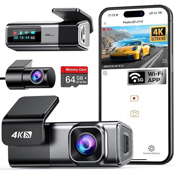 Navycrest 4K Dash Cam with 64GB WiFi Loop Recording