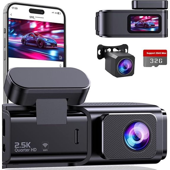 Dual Dash Camera with Night Vision and Wi-Fi