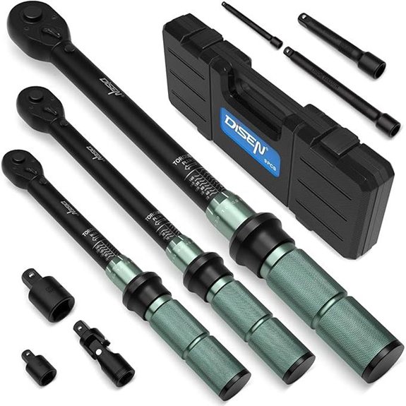 DISEN 9PC Click Torque Wrench Set with Adapters