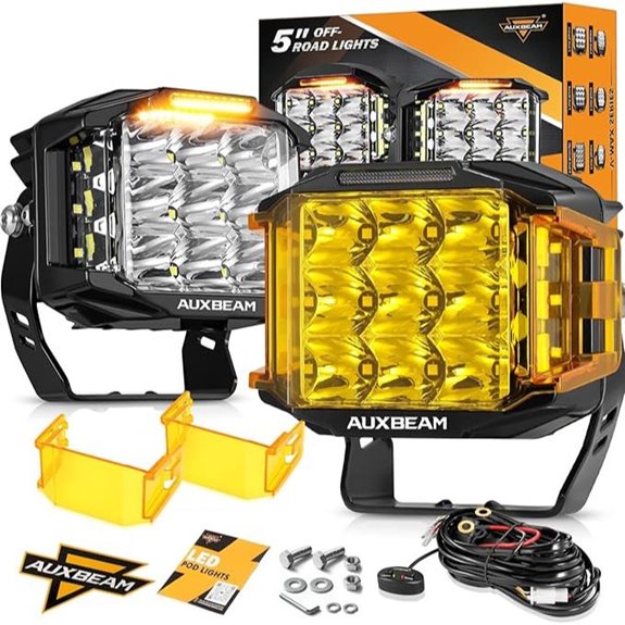 Auxbeam 5-Inch LED Offroad Pod Lights with Amber Cover