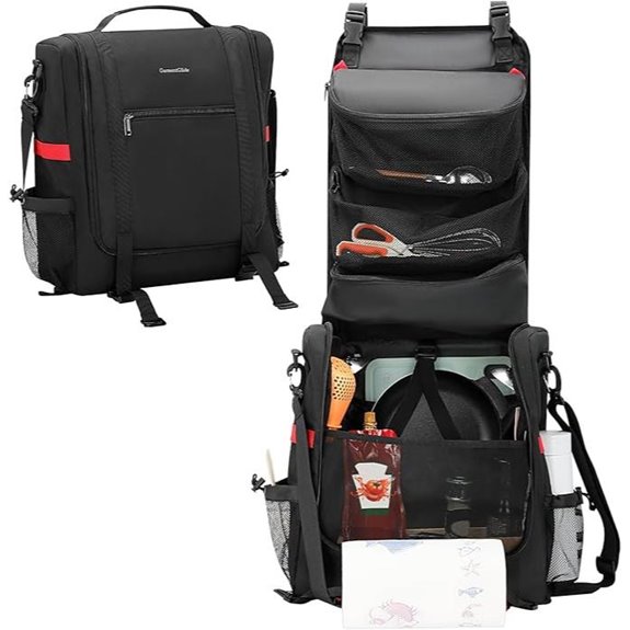 Camp Kitchen Organizer with Pockets and Towel Holder