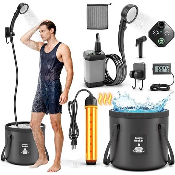 Portable 1500W Camping Shower with Heater and Pump