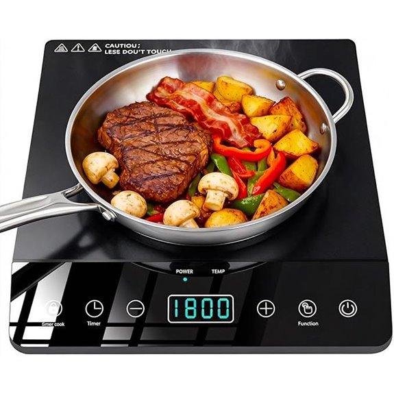 Single Burner Induction Cooktop 1800W 12 Temp Settings