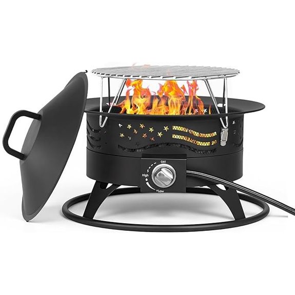 Portable Propane Fire Pit with Grill 24 Inch