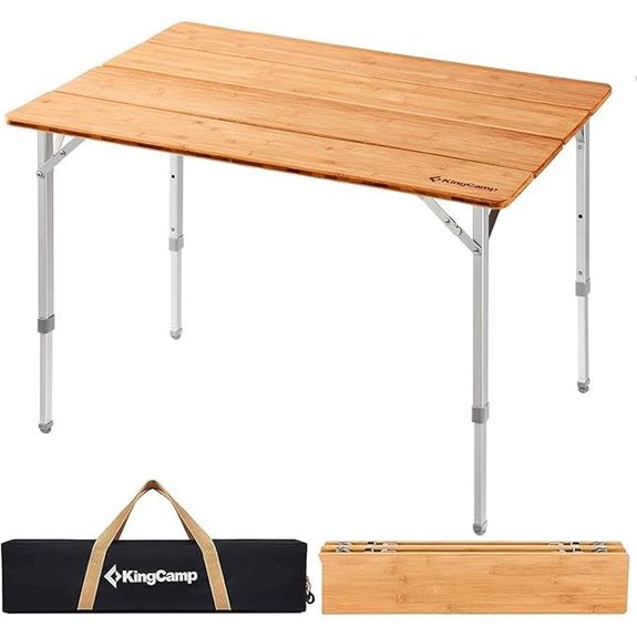 KingCamp Foldable Bamboo Camping Table with Carry Bag
