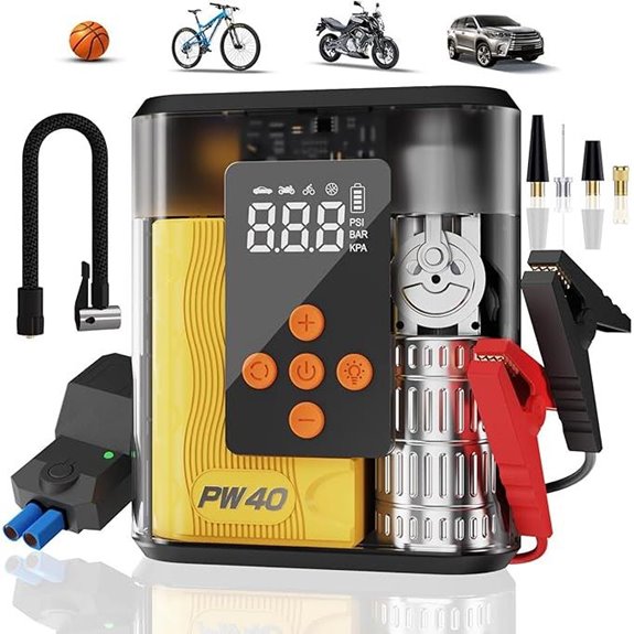 Jump Starter with Air Compressor and LED Light