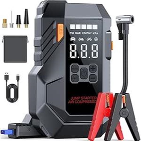 Jump Starter with Air Compressor and LCD Display