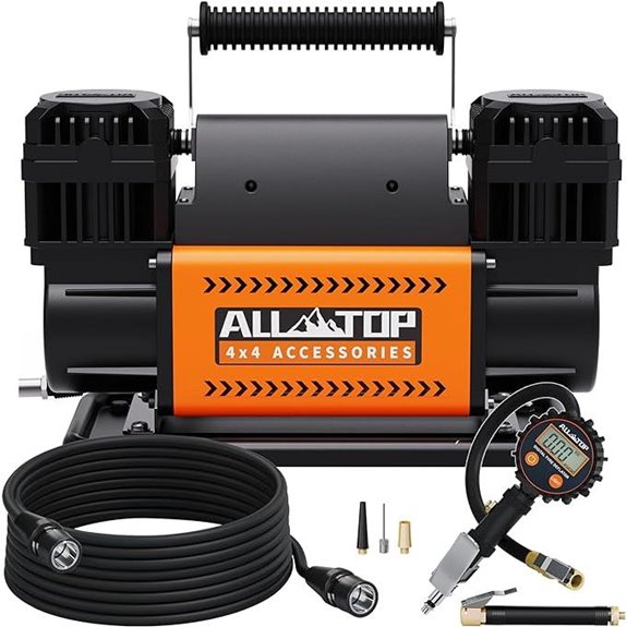 Dual Cylinder Portable Air Compressor with Digital Gauge