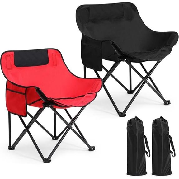 2 Pack Portable Folding Camping Chairs with Carry Bag