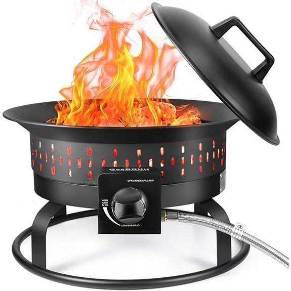 Portable Propane Fire Pit with Cover & Carry Handle