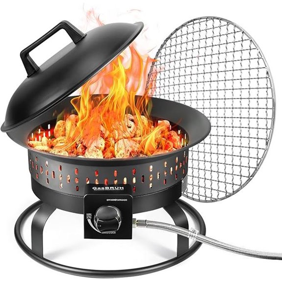 19 Portable Outdoor Propane Fire Pit with Grill