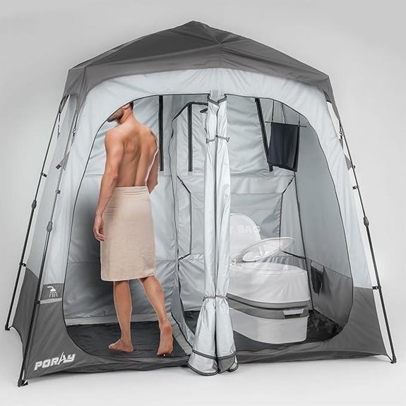 Camping Shower Tent with Floor Drain and Stakes