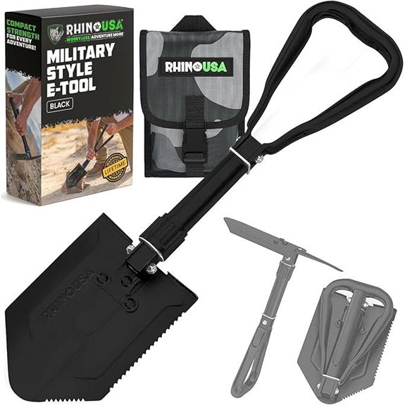 RHINO USA Folding Survival Shovel with Pick