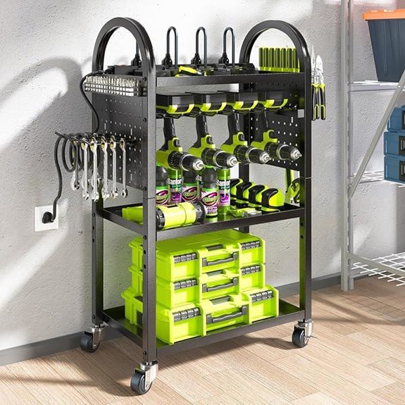 KAFAHOM Power Tool Cart with Charging Station