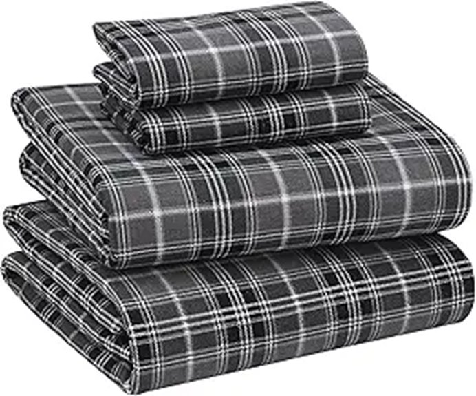 RUVANTI Queen Flannel Sheets Set 100% Cotton Grey