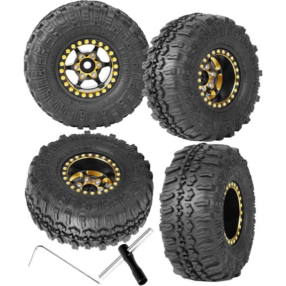 RC Brass Beadlock Wheel & Tire Set for 1/18-1/24 RC Crawler