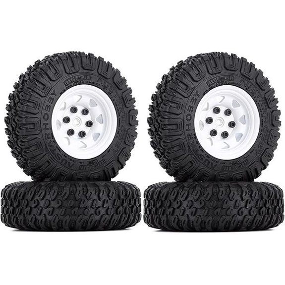 4PCS Metal Beadlock Wheel Rims and Tires for RC Car