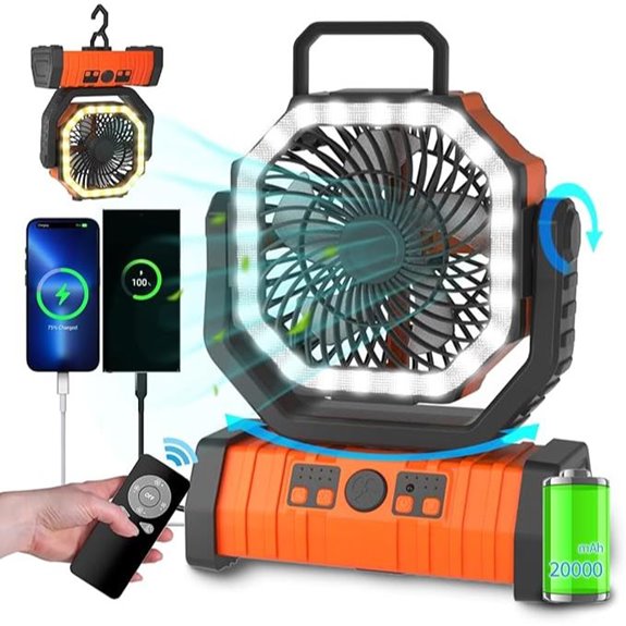 ADUST Camping Fan with Rechargeable Battery and Remote