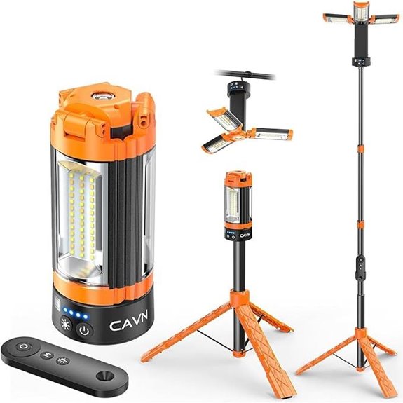 CAVN Rechargeable Camping Light with Tripod and Remote