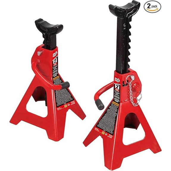 Torin Steel Jack Stands 2 Ton Double Locking Red (Pair)