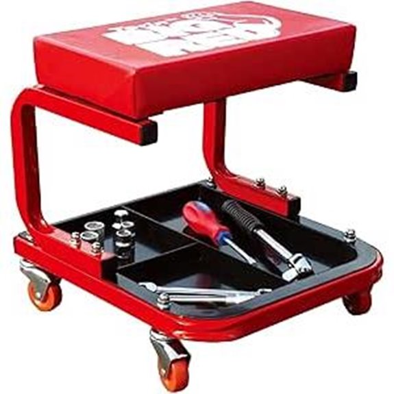 Torin TR6300 Red Rolling Mechanic Stool with Tray
