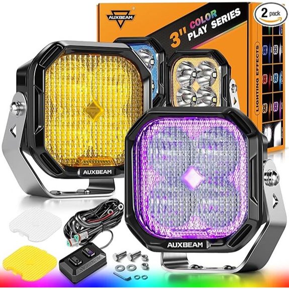 Auxbeam 3-Inch RGB LED Pods with Covers