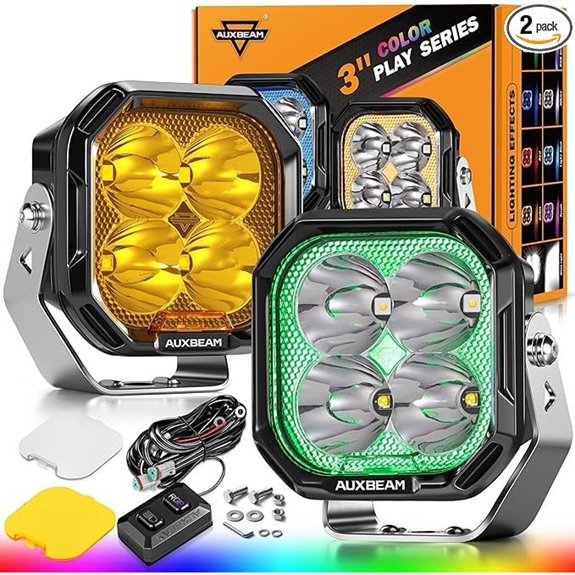 Auxbeam 3 RGBW LED Pods with Color Cycle