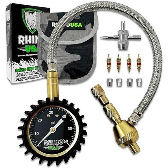 Rhino USA Tire Deflators with Gauge and Brass Hardware