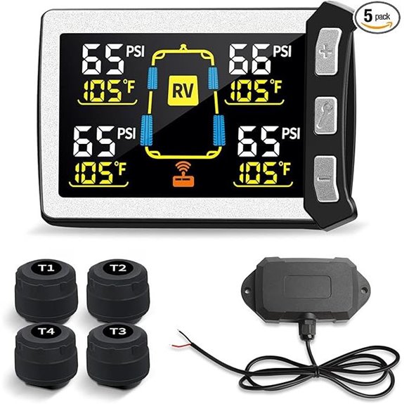 RV Tire Pressure Monitoring System with 4 Sensors