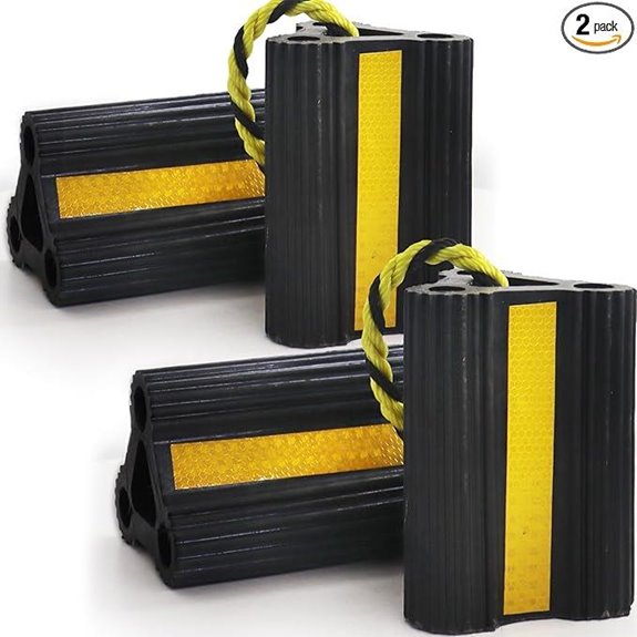 RV Wheel Chocks with Rope and Reflective Strips (2 Pack)