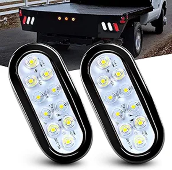 Nilight 6 Inch White Trailer Tail Lights (2 Pack)