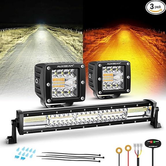 Auxbeam 6 Modes LED Light Bar & Pods Combo Set