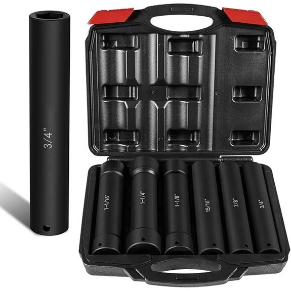 Extended Impact Socket Set 6-Piece Deep Hex Sizes